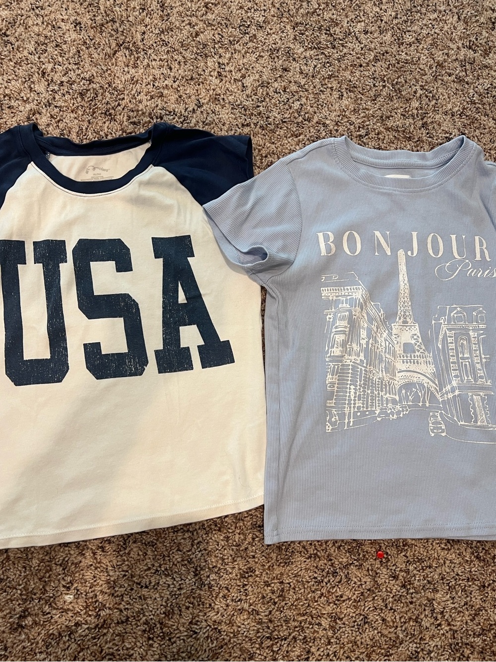 Kids USA Graphic Raglan Tee - Navy & White